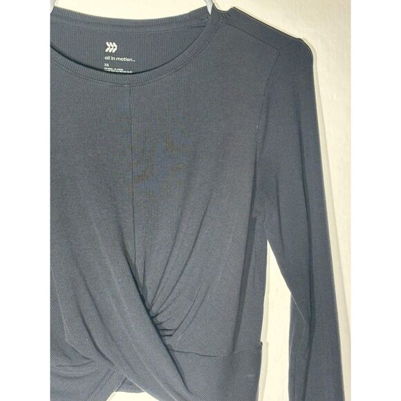 All In Motion Women’s XS Long Sleeve Twist Front Top Gray Ribbed Modal Stretch - Picture 4 of 4